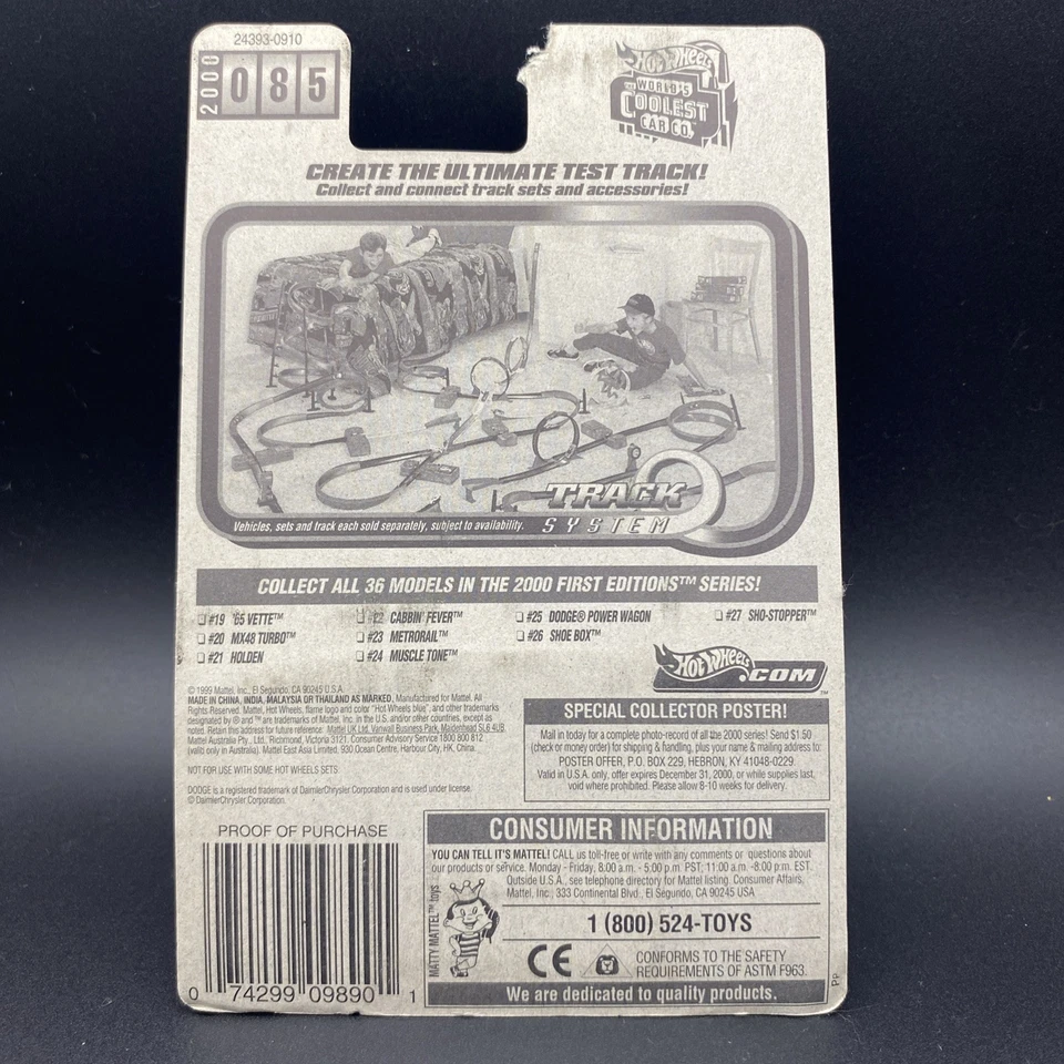 2001 Hot Wheels First Editions Dodge Power Wagon prata com cartão rasgado - Imagem 3 de 3