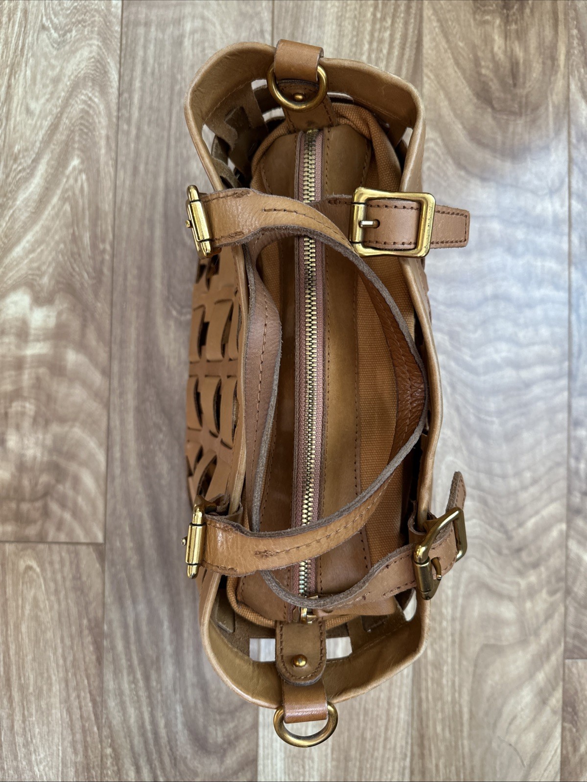 Ameri Leather Tan Brown Leather Basket Weave Top … - image 8