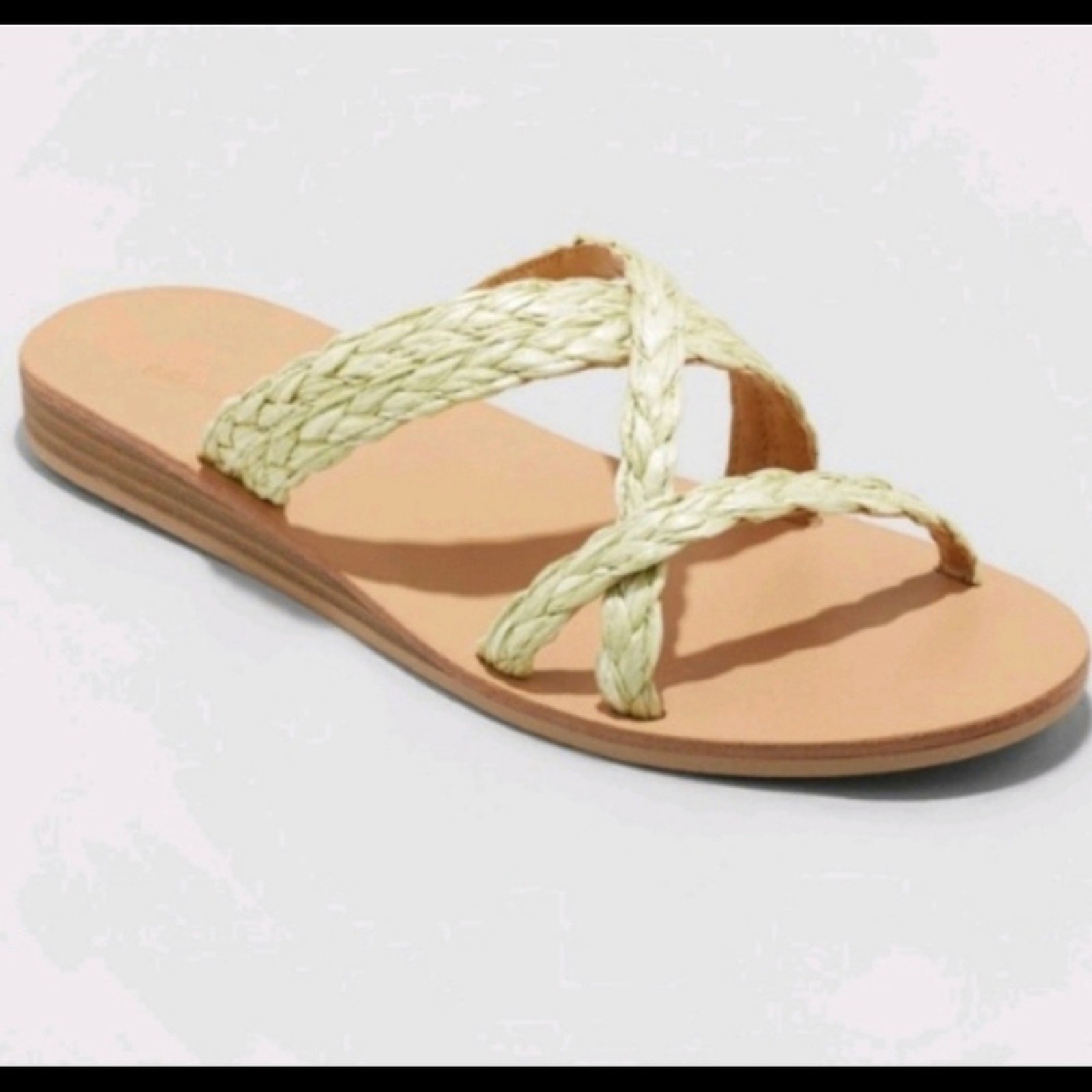 NWT Universal Thread Opal Slide-on Braided Sage Green Flat Sandals Size 11