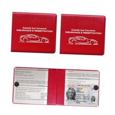 2 PCS Car Registration Insurance Holder, Portable Auto Glove Box Small Car Red