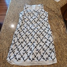 TALBOTS PETITES Women's Linen Blend Embroidered Sheath Dress 6P Cottagecore