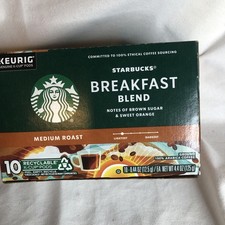 Starbucks Breakfast Blend Medium Roast Coffee Keurig 10 K-Cups