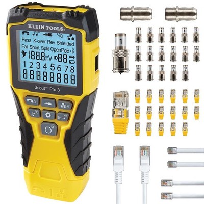 VDV501-852 Cable Tester with w/Locator Remotes, PoE, Black/Yellow