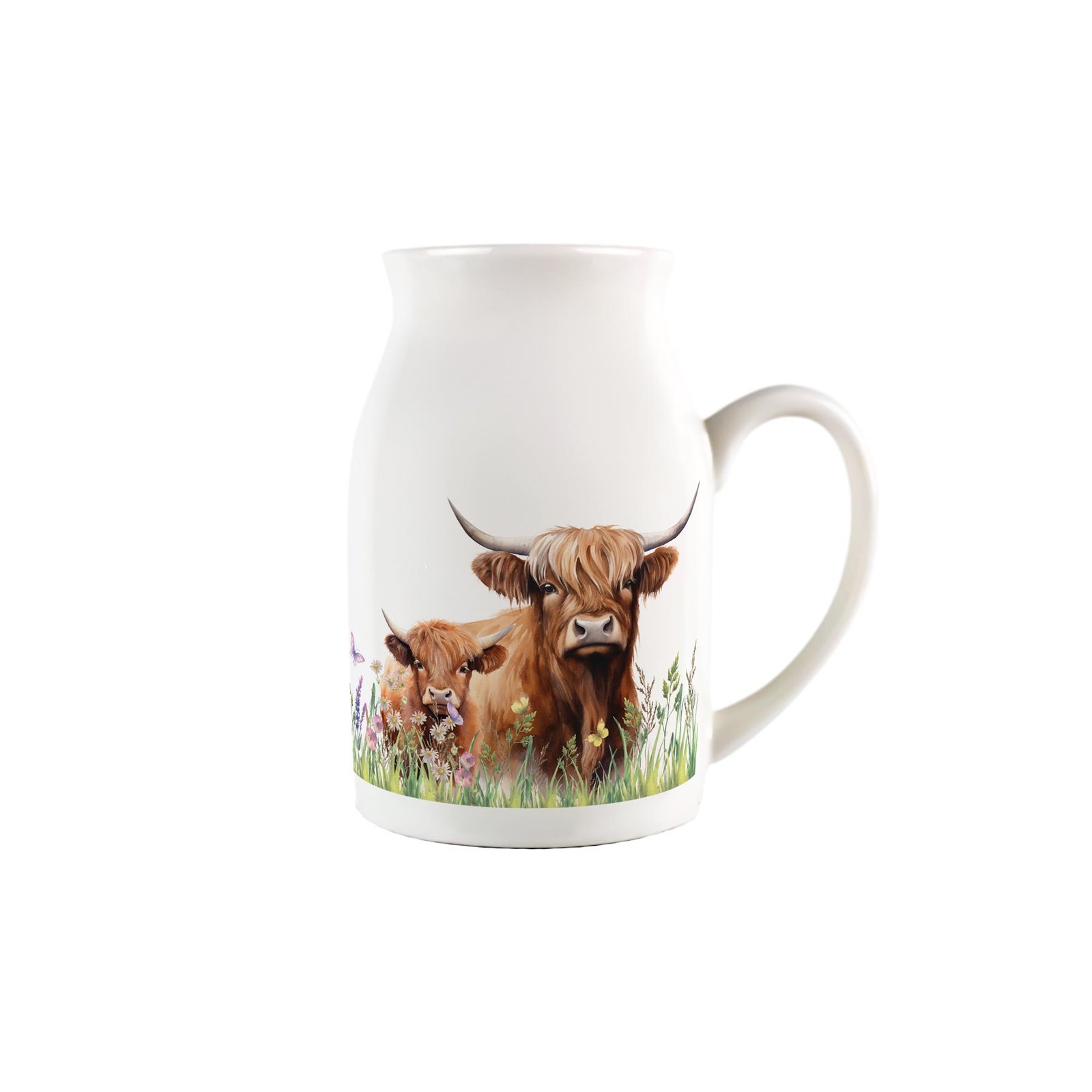 Highland Cow & Calf Small Porcelain Milk Jug - Countryside Decor Gifts