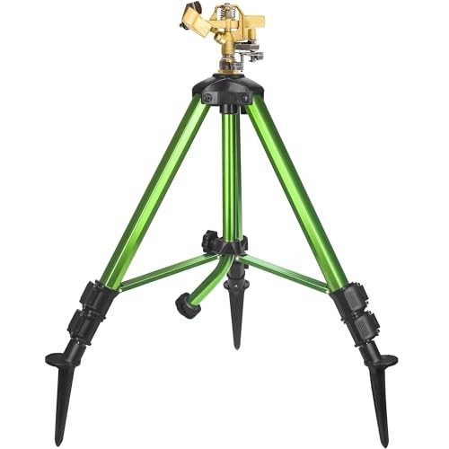  Impact Sprinkler on Tripod Base with Stakes, 360 Degree Large Area Coverage 1