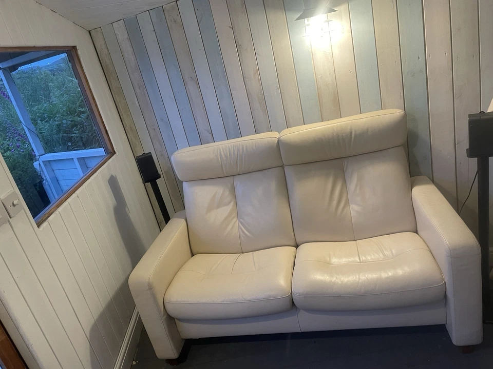 Cream Leather Sofa - STRESSLESS®   - Back Recliner - Super Comfy - Image 2 of 4