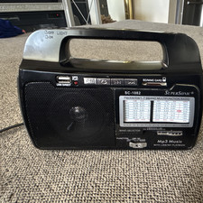 SuperSonic SC-1082 AM/FM/SW Multifunction Radio w/ USB  SD/MMC, Black