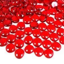 Red Glass Gems Flat Marbles Decorative Pebbles Stones for Vase Fillers,Floral...