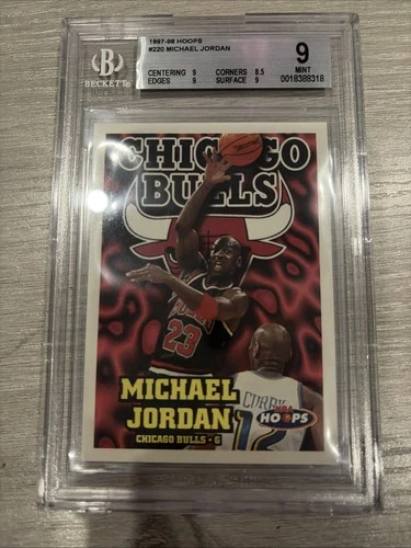1997-98 NBA Hoops Michael Jordan Card #220 Graded By Beckett BGS 9 Free Shipping