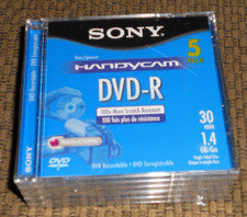 New 5 PACK Sony Handycam Video Camera DVD-R 1.4 GB 30 Minute Single Sided