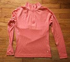 Smartwool Women’s 1/4 Zip Thermal Pullover Merino Wool Sunset Coral Sz Lg