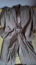 Mens Plain Brown 2 Piece Suit Made In Portugal 44 Chest 38 Waist