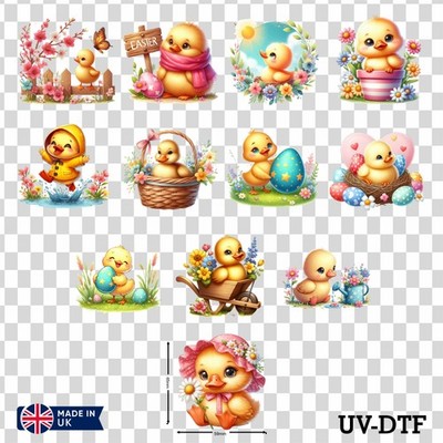 12 Ostern Ente UV DTF Tasse Wraps Aufkleber Zum Selbermachen Libbey Glas Aufkleber Mix eas124