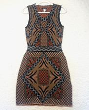 Kerisma Sweater Dress Womens Small Brown Tribal Geometric Bodycon Sleeveless