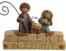 Blossom Bucket Suzi Skoglund Silent Night Jesus Nativity Christmas Figurine