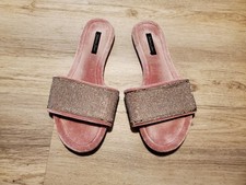 Victoria s Secret Sz M 8.5 Pink Velvet Rhinestone Slides Embellished