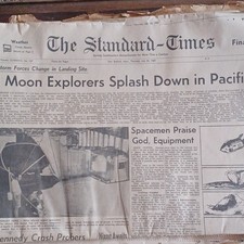 The Standard-Times July 24, 1969 Apollo Moon Explorers Splash Down Newspaper