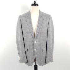 Hugo Boss Jacket Hartlay1 Mens Size 52 Slim White Blue Grey Wool Linen Jacket