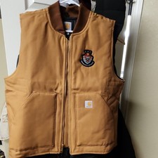 Carhartt Men's L 0V0001-M Quilt Lined Brown Duck Vest Company Logo New