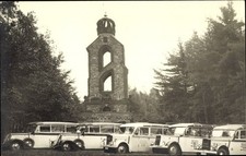 Photo postcard Aachen in North Rhine-Westphalia, buses in front of the Bismarck Tower - 10568244