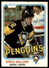 1981-82 O-Pee-Chee Greg Malone Pittsburgh Penguins #264