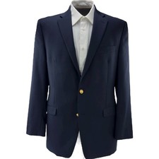 Lauren Ralph Lauren Navy Blue Wool Blazer 2-Button Gold Buttons Men s Size 41L