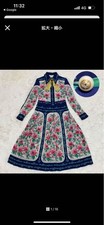 USED [EXCELLENT CONDITION] GUCCI LONG DRESS WITH BOW TIE, SLEEVES, FLORAL PRIN