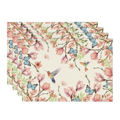 Spring Floral 12x18 inch Set of 4 Placemats Seasonal Artoid Mode Design