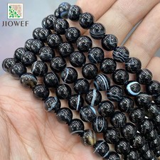 Beads Natural Banded Agate Round Bracelet Jewelry Making 15" Strand