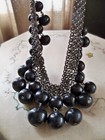 Vintage Necklace goth plastic mesh chain beads mourning victorian repro vamp — photo 5
