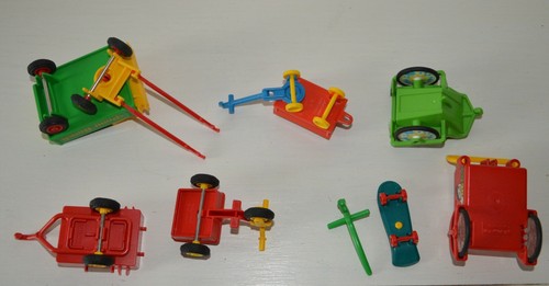 Lot Personnages PLAYMOBIL Geobra enfants tracteur jouet chariots ferme vintage - Photo 11/12