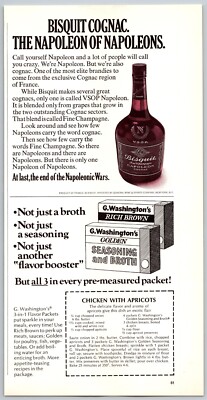 Vintage Print Ad Bisquit Cognac VSOP - G Washington Flavor packets | April 1972