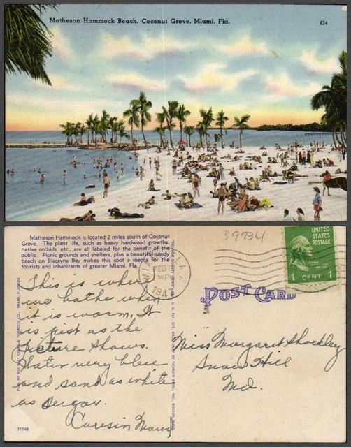 FLORIDA Miami beach VINTAGE POSTCARD eBay