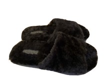 VINCE Kalina Genuine Shearling Fur Slipper Slide Black US 6