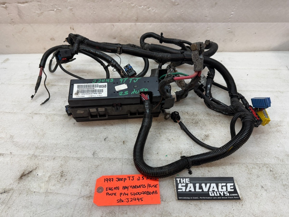 1997 JEEP WRANGLER TJ 2.5 AUTO TRANS ENGINE FUSE BOX HARNESS LOOM