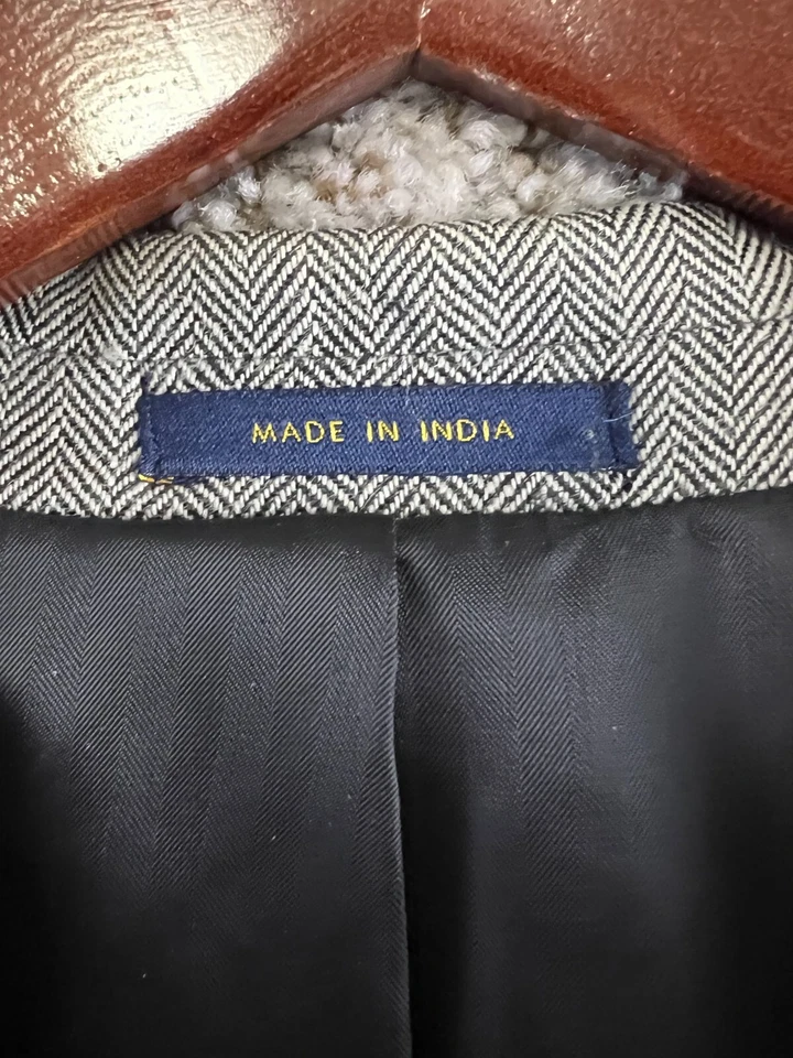 Club Room for Macy's Gray Chevron Suit Jacket Coat Wool Blend Men's Size 48L - Image 2 of 4