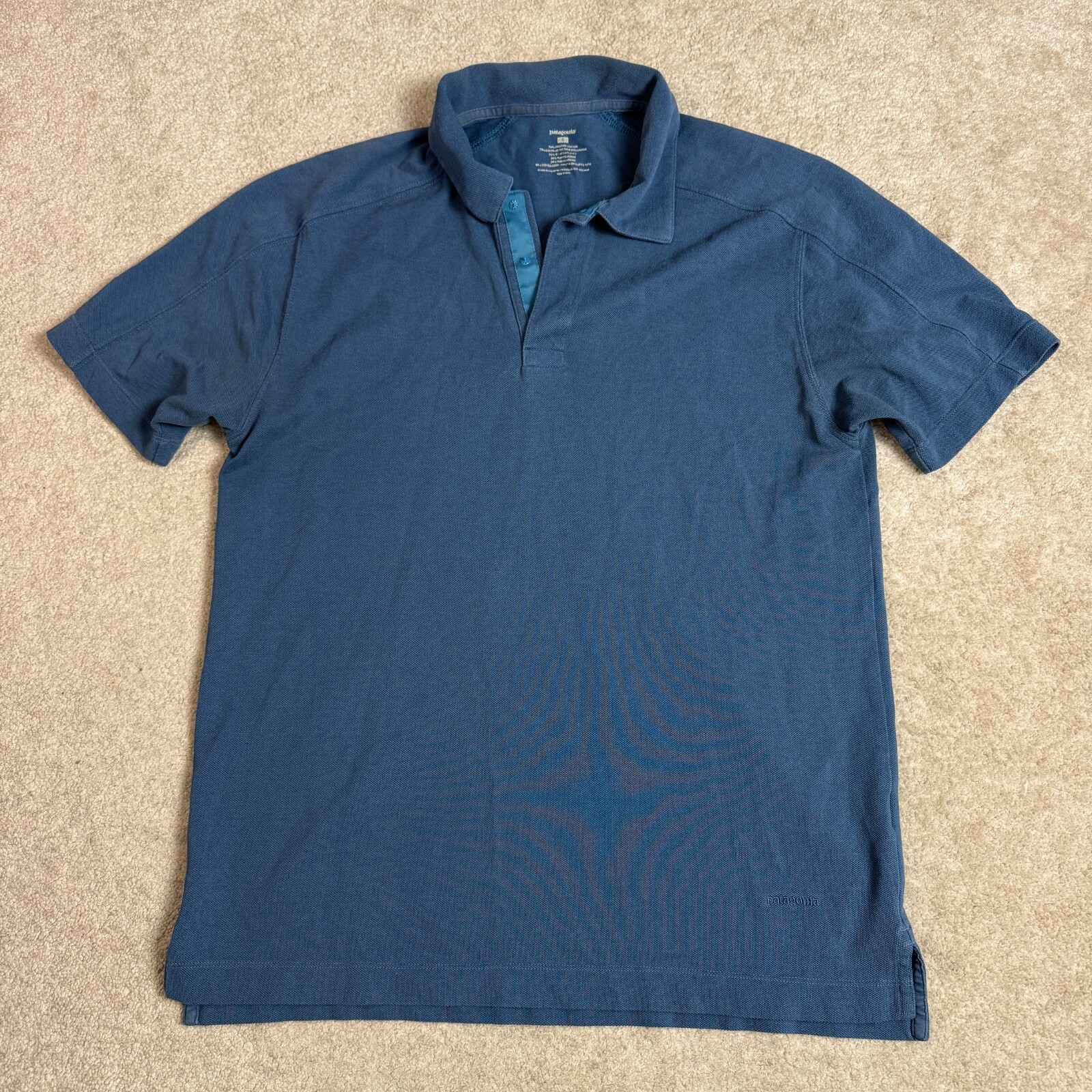 Patagonia Mens Organic Cotton Blend Polo Shirt Small Blue