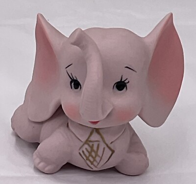 Vintage Pink Baby Anthropomorph Elephant Bisque Figurine-Kelvins Made in Japan