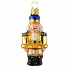 MINI ROYAL GUARD GOLD EUROPEAN BLOWN GLASS CHRISTMAS TREE ORNAMENT 074