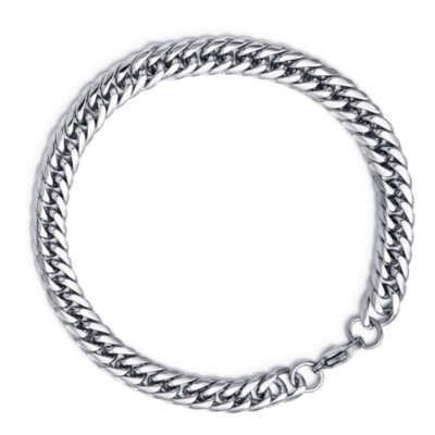 6 -11  Stainless Steel Cuban Double Chain Bracelet Men Women 3-9mm Lobster N72