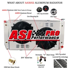 4 Row Radiator Shroud Fan For Chevy GMC C/K Pickup 2500 3500 7.4L V8 1988-2000