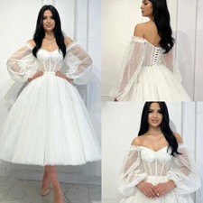 Short Wedding Dresses Detachable Sleeves Off Shoulder Sweet Belted Bridal Gowns