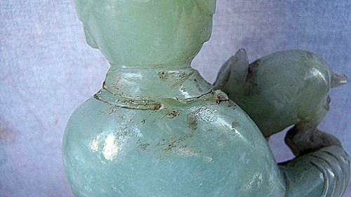 China Antique carved Jade Statue Figurine Woman with Sheep - Picture 12 of 12