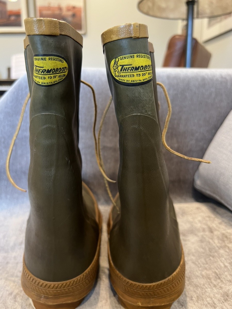 Vintage Bristol Thermoboots – 1966 Military Green Rubber Mid-Calf Boots – Size 8 Vintage 1966 Bristol Thermoboot 100% Rubber Winter Boots  main image 3