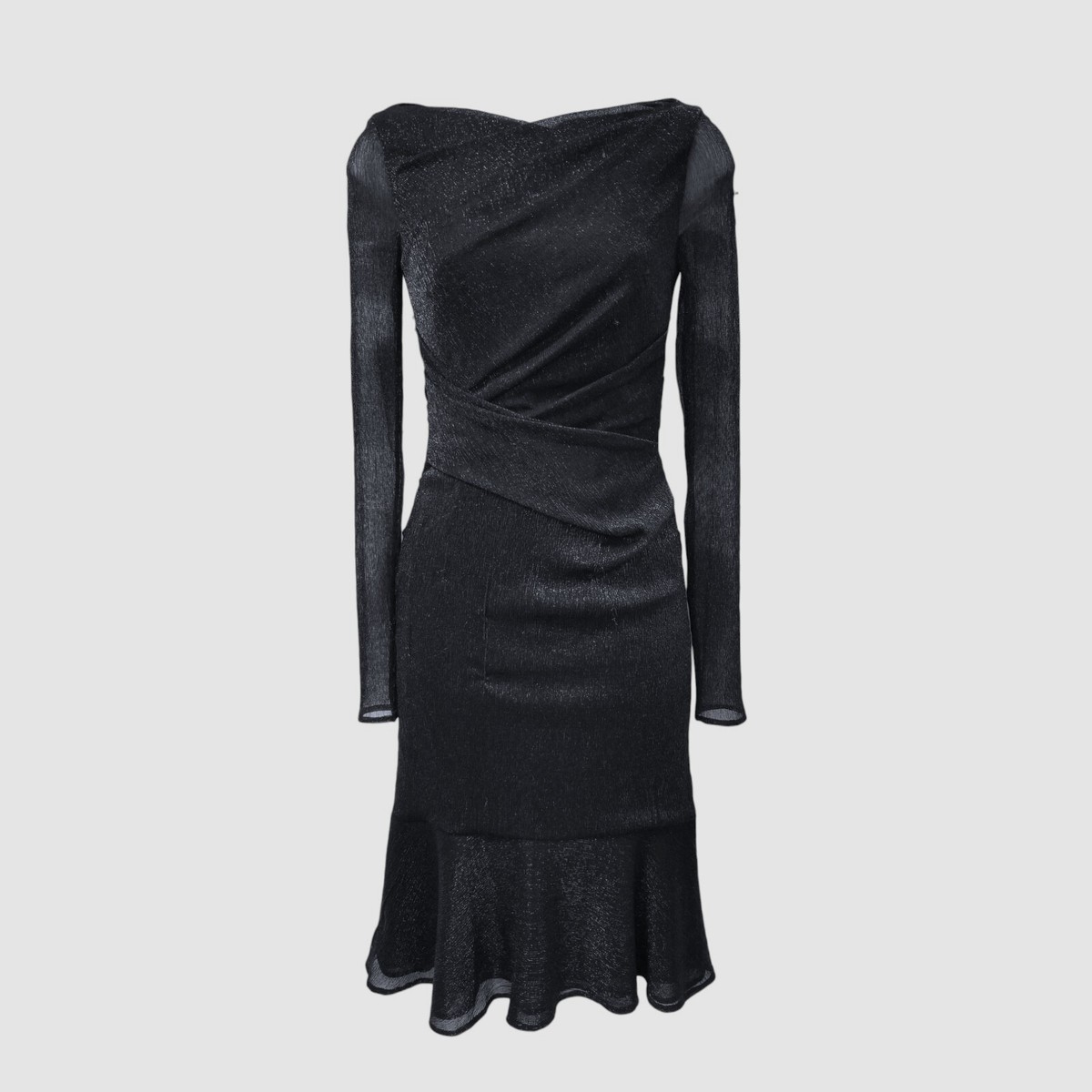 $2621 Talbot Ronhof Women's Black Metallic Long-Sleeve A-Line Dress Size 2 $2621 Talbot Ronhof Women's Black Metallic Long-Sleeve A-Line Dress Size 2