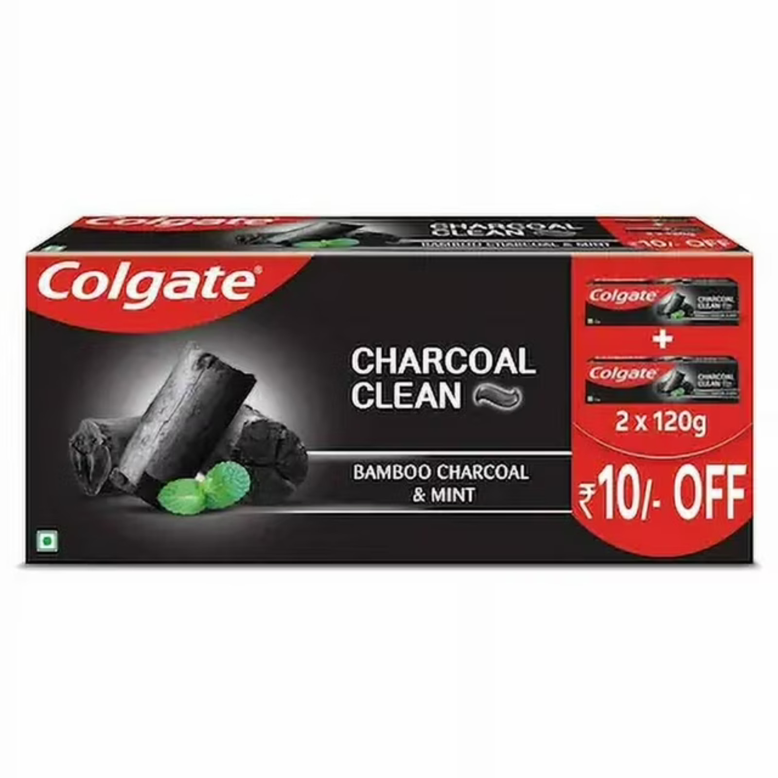 Colgate Charcoal Clean 240g (120g x 2, saver Black Gel Toothpaste Bamboo & Mint