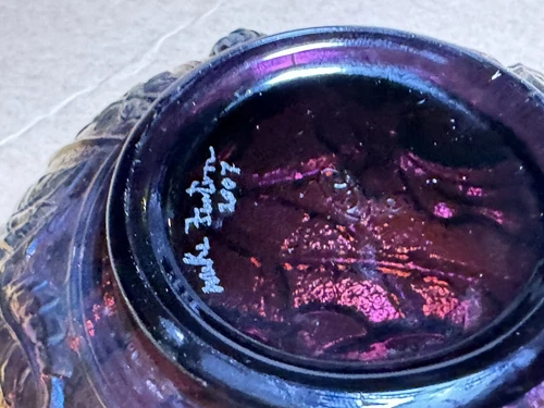 Vintage Fenton Imperial Marigold Carnival Open Rose Bowl Signed Retired Signed