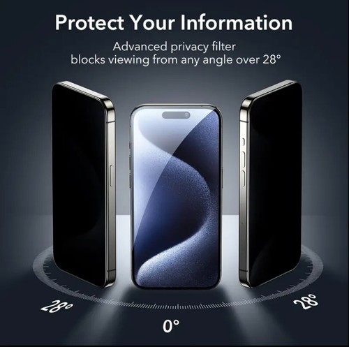 Glass Screen Protector For iPhone Tempered ,Tinted Glass For Privacy, Easy Fit - 第 2/5 張圖片