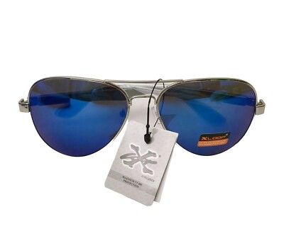 X-Loop UV400 Men's Polarized Aviator Sunglasses Polycarbonate Lens Silver  NWT