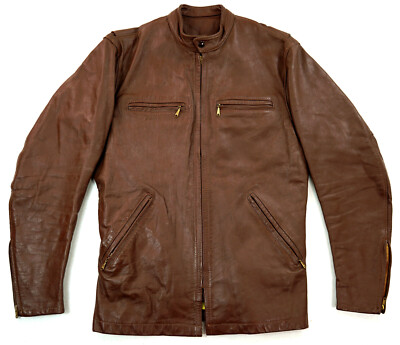 BATES Cafe Racer US Vintage Biker Harley Motorrad Lederjacke 48 M